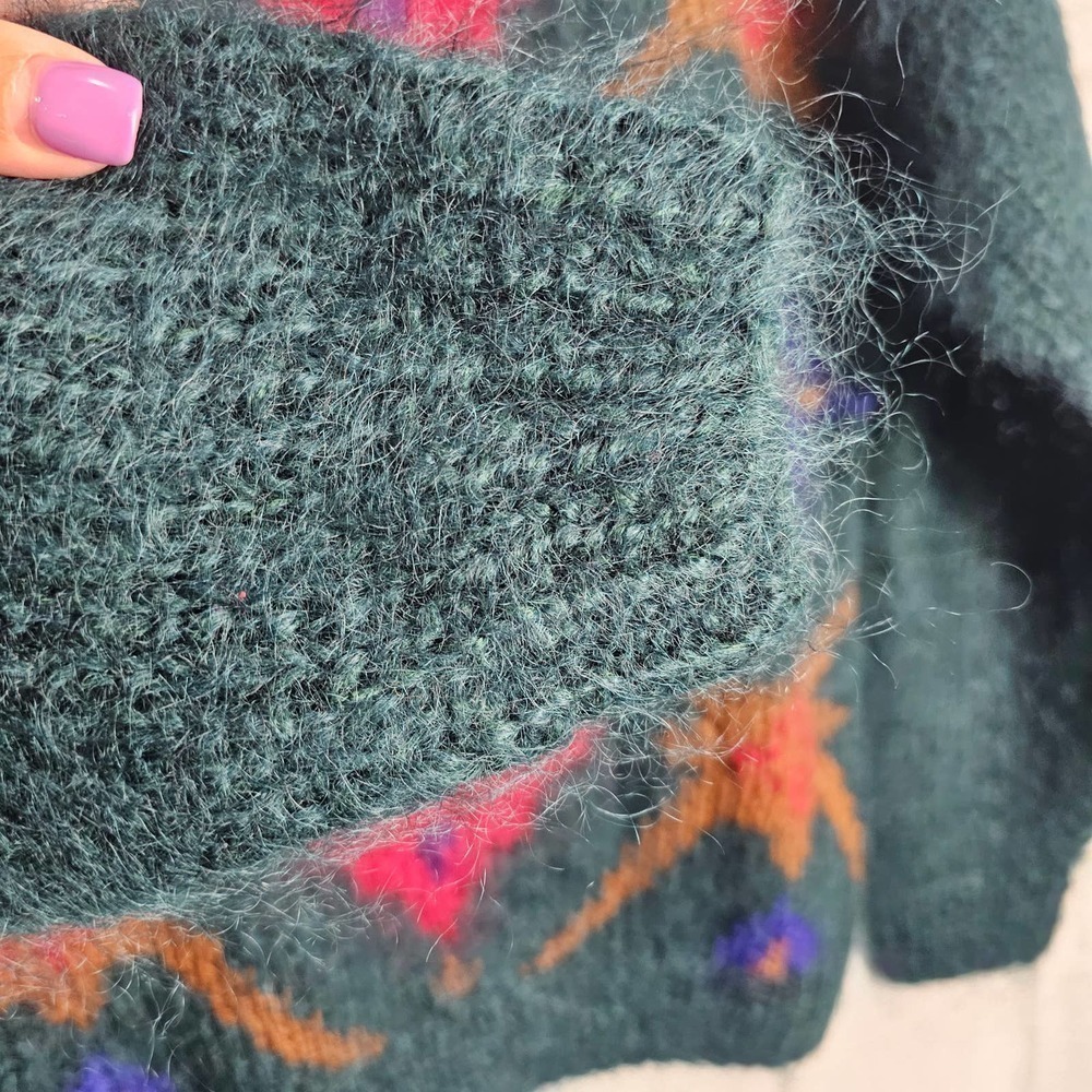 Vintage 90s Collections Sweater Womens Small Mohair Wool Colorful Hand Knit - Picture 6 of 9